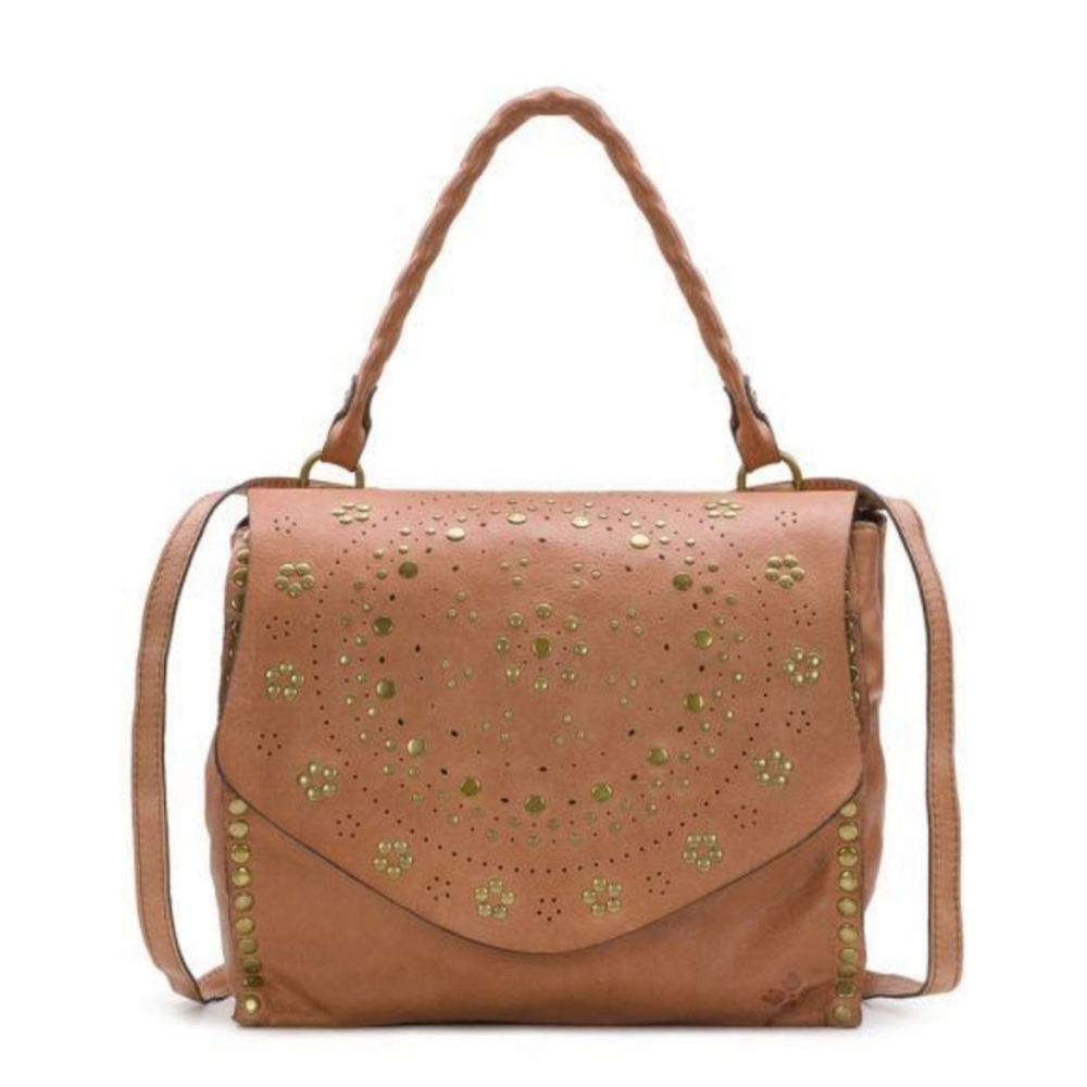Patricia Nash large brown leather convertible backpack messenger handbag